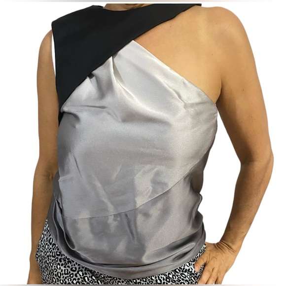 Gray ombré silk top. - Picture 1 of 2